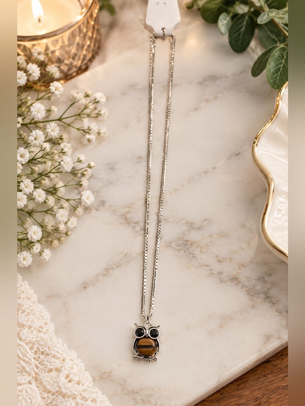 Owl Long Necklace. NEW